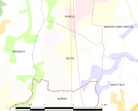 Mapa obce Bloye