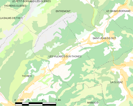 Mapa obce Les Villards-sur-Thônes