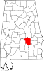 Map of Alabama highlighting Montgomery County Map of Alabama highlighting Montgomery County.svg