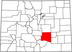 Karte von Pueblo County innerhalb von Colorado
