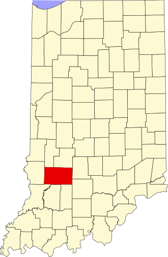 Location of Greene County in Indiana Map of Indiana highlighting Greene County.svg