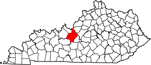 Hardin County vurgulayarak Kentucky Haritası