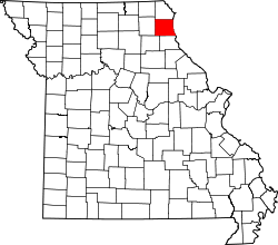 map of Missouri highlighting Lewis County