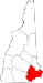 Harta statului New Hampshire indicând comitatul Rockingham