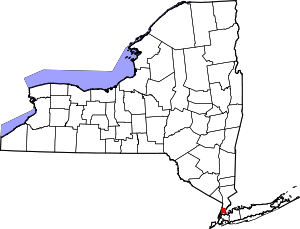 Location of Bronx County in New York Map of New York highlighting Bronx County.svg