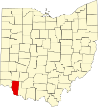 Map of Ohajo highlighting Clermont County