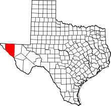 Harta e Hudspeth County në Texas