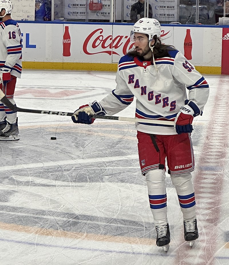 Mika Zibanejad working on his one-timer. The Rangers' forward had a ca