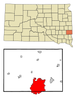 Minnehaha County South Dakota Incorporated and Unincorporated areas Sioux Falls Highlighted.svg