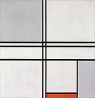 Piet Mondriaan, 1935: 'Compositie nr 1. Grijs-Rood', olieverfschilderij