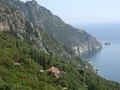 Deutsch: Berg Athos: Nea Skiti und Meer old name: dscf_F30-2_010448_Gebäude_und_Küste_Nea_Skiti_bearb.tif English: Mount Athos: Nea Skiti and sea