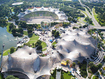 Aerial view of the Olympiapark.