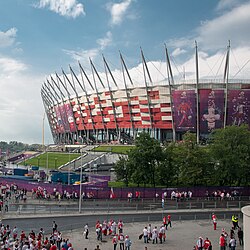 Nationalstadion i Warszawa, före premiärmatchen mellan Polen - Grekland