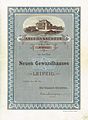 A második Gewandhaus finanszírozására Lipcsében, 1884. július 1-jén kiadott kötvény[2]