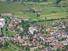 View of the Passion festival theater from the Kofel. Oberammergau Passionstheater - Kofel.jpg