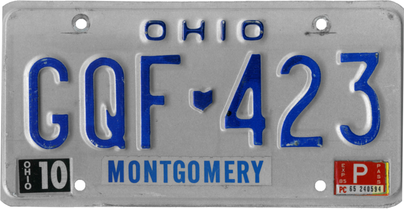 File:Ohio license plate, 1980–1984 series with October 1985 sticker.png