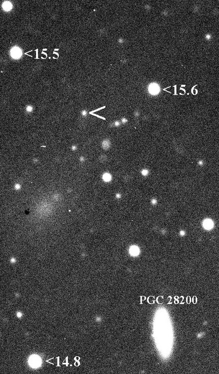 Long-exposure photograph of Orcus at visual magnitude 19.2