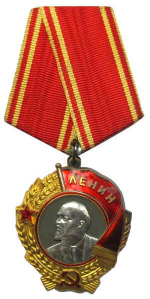 File:Order of Lenin badge with ribbon.png