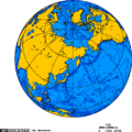 Orthographic projection centred over Magadan