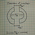 Drawing of washer halves with spacing measurements.