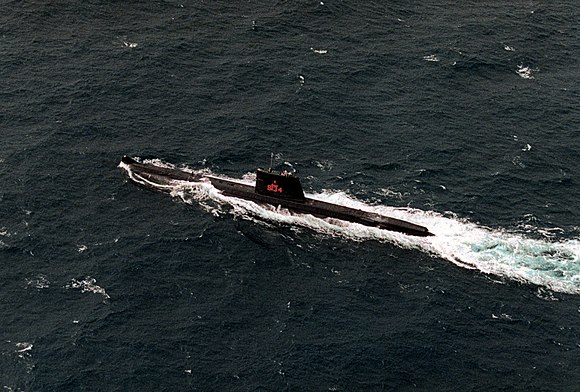 The Daphné-class submarine PNS Ghazi deployed during the Operation Restore Hope in 1991. She was purchased from the Portuguese Navy in 1975 and joined the Pakistan Navy in 1977.[61]