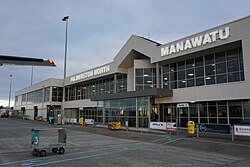 Palmerston North Airport Terminal building from apron.JPG