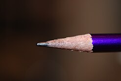 The tip of a pencil, close-up.