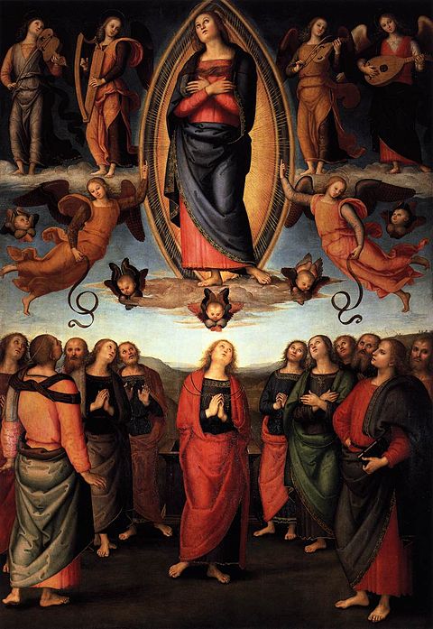 The Assumption of the Virgin, c. 1506, Pietro Perugino (Florence, SS. Annunziata, Cappella Rabatta) Perugino, assunta dell'annunziata 01.jpg