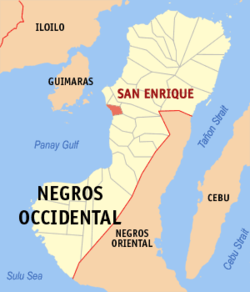 Mapa de Negros Occidental con San Enrique resaltado