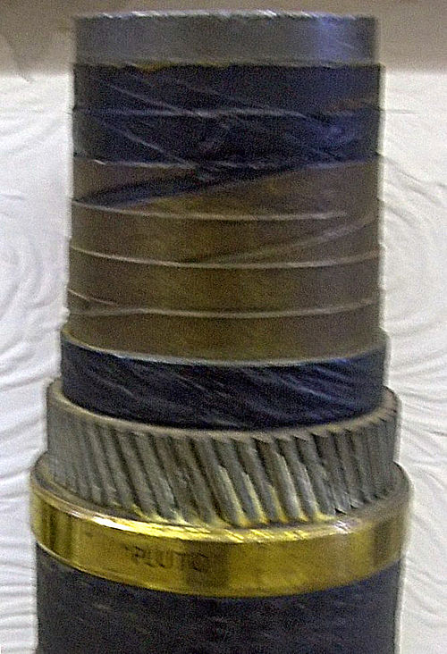 A section of Hais pipe with the layers successively stripped away