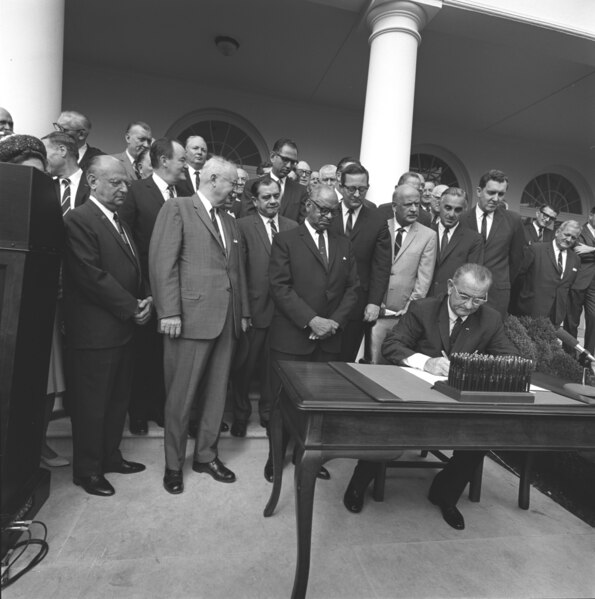 File:President Lyndon B. Johnson signing the Housing and Urban Development Act.tif