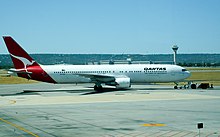Qantas 767-338ER at Perth International Airport Qantas B767-300ER VH-OGF.jpg