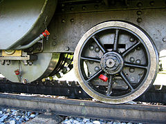 Le système à crémaillère en dessous d'une voiture (locomotive Rowan He 2/2 n° 6).
