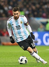 Lionel Messi, seven times Ballon d'Or winner, is the current captain of the Argentina national football team. Rus-Arg 2017 (16).jpg