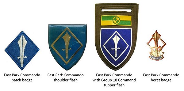 SADF дәуіріндегі East Park Commando айырым белгілері