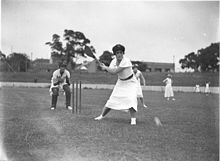 Vigoro players in action at the wicket, circa 1929 SLNSW 52283 Vigoro players in action at the wicket.jpg