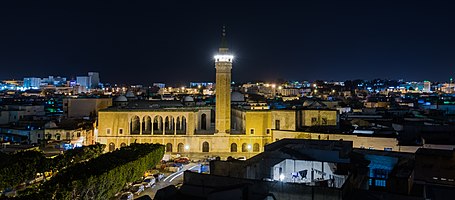 Night view of medina of Tunis with the main subject here The Mosque Saheb Tabaa.