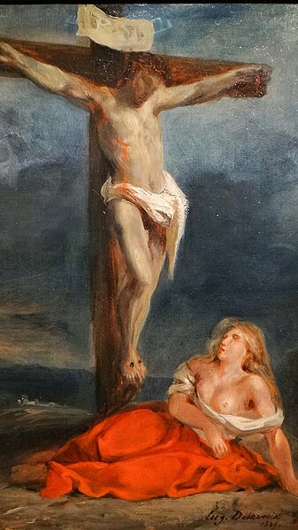 File:Sainte Marie Madeleine au pied de la croix, huile sur toile, 1829, Eugène Delacroix (1).jpg