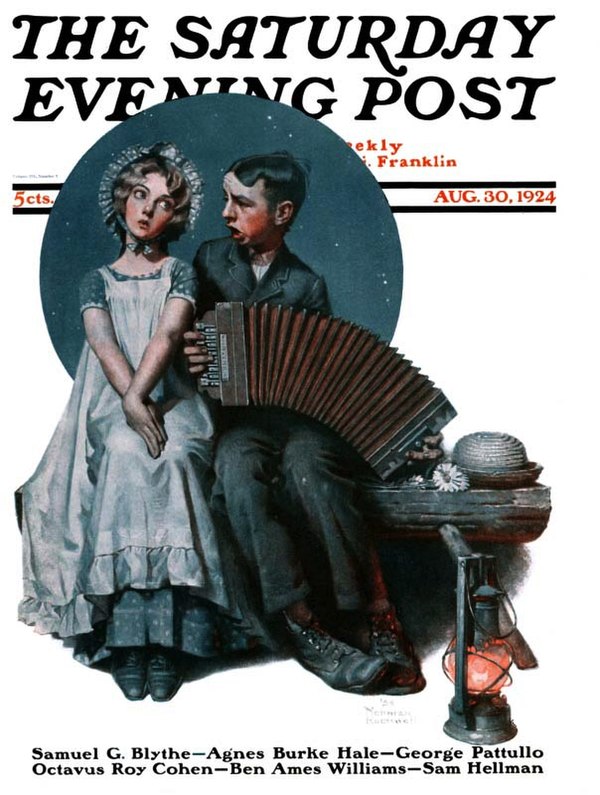 The archives director for The Saturday Evening Post said that the magazine has been regarded with "a mixture of nostalgia and affection".[1] Shown: a Norman Rockwell cover from August 1924.