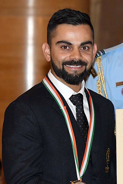 File:Shri Virat Kohli for Cricket, in a glittering ceremony, at Rashtrapati Bhavan, in New Delhi on September 25, 2018 (cropped).JPG