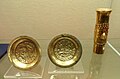 Silver plates and gold beaker, Peru, Chimu and Inca.