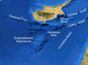 Geographical forms of the sea south of Cyprus