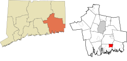 Old Mystic's location within the Southeastern Connecticut Planning Region and the state of Connecticut