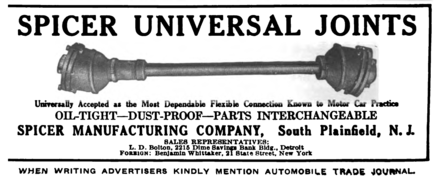 Spicer universal joints for motor cars, 1916.