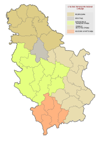 Location of Southern and Eastern Serbia in Serbia