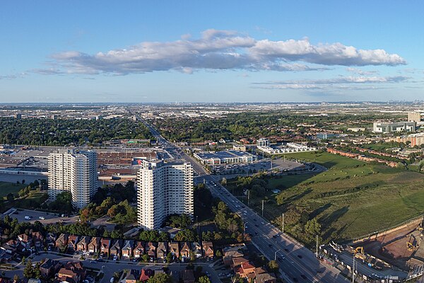 Steeles Avenue in Brampton, near Shoppers World Brampton