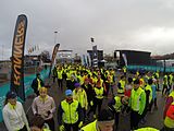 Stockholm Tunnel Run 2014, motionslopp över 10 km i Norra länken-tunnlarna innan öppning och invigning. 42 400 löpare deltog i loppet. Löpare på väg till startfållan.