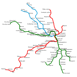 Netwerkkaart van de Metro van Stockholm