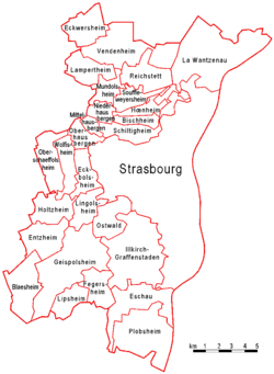 Mapo de la Strasburgo Eurométropole