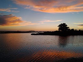 Solnedgång vid Chincoteague Bay